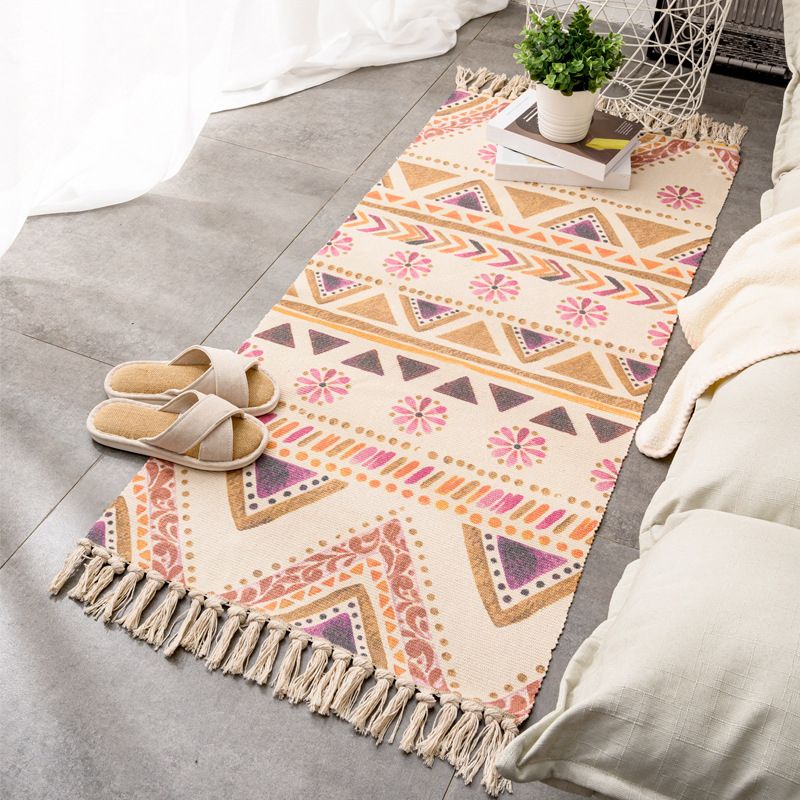 Tapis rétro multi-couleurs relaxant Machine de tapis à motifs de coton Machine intérieure lavable avec gland pour décor