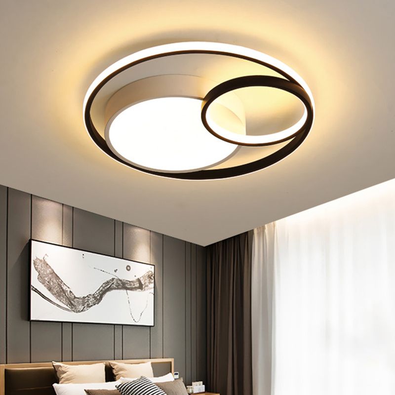 Acrylic Ring Shape Flushmount Lighting Modern Stylish LED Gray/White/Black and White Ceiling Lamp in Warm/White/3 Color Light