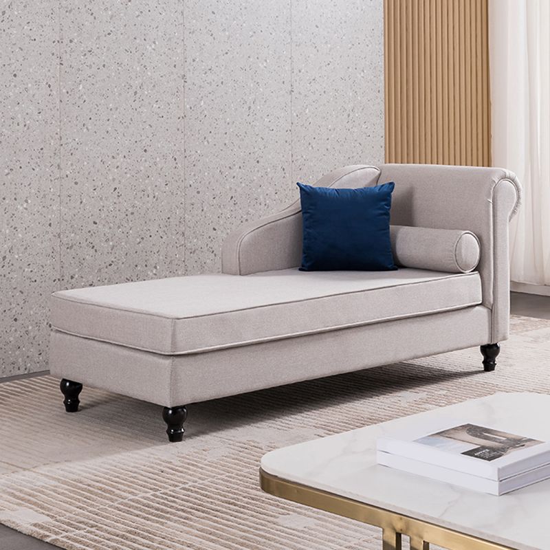 Wood One Armed Contemporary Chaise Rolled Arms with Legs for Living Room