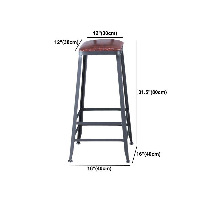 Industrial Leather Top Barstool Black 4 Legs Bar Stool for Indoor