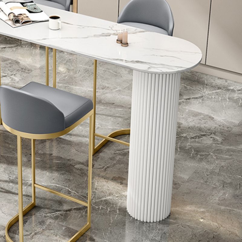 White Colour Bar Wine Table Stone Bar Dining Table with Double Pedestal