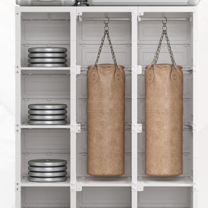 White Freestanding Plastic Wardrobe Foldable Wardrobe with Shelves