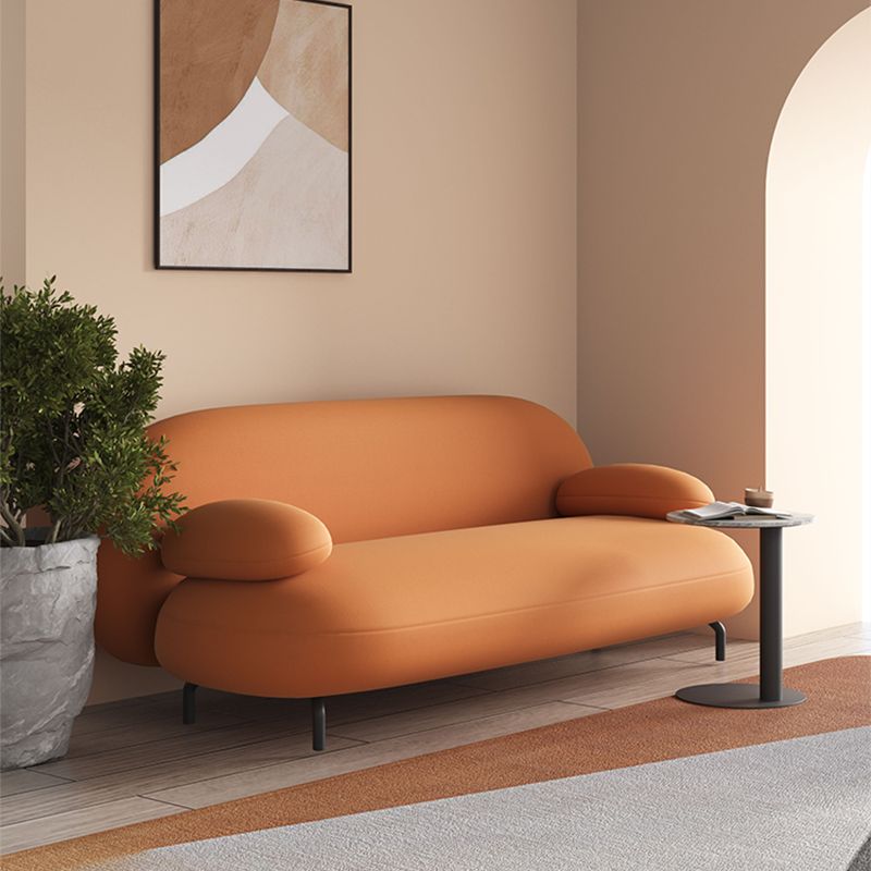 Contemporary Tight Back Settee Bench Pillow Top Arm Sofa Couch in Orange