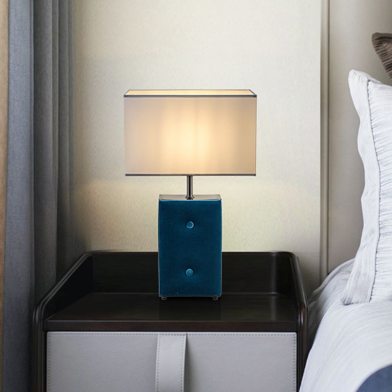 Tessuto per illuminazione da lavoro a forma di rettangolo modernista 1 lampadina Lampada da lettura per libri in blu