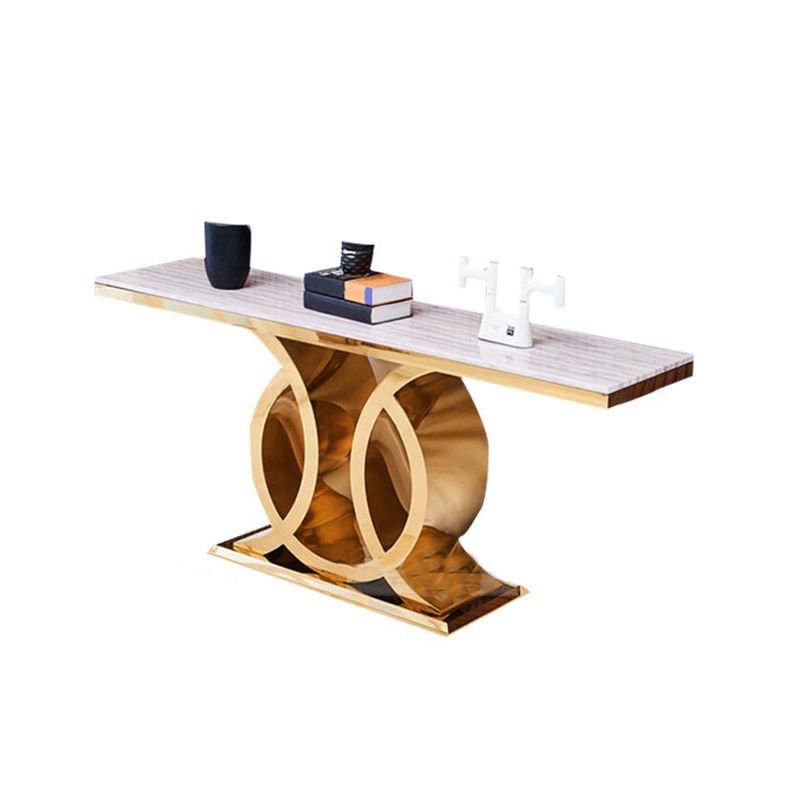 Glam Marble Console Table Rectangle 16" W Accent Table for Hall