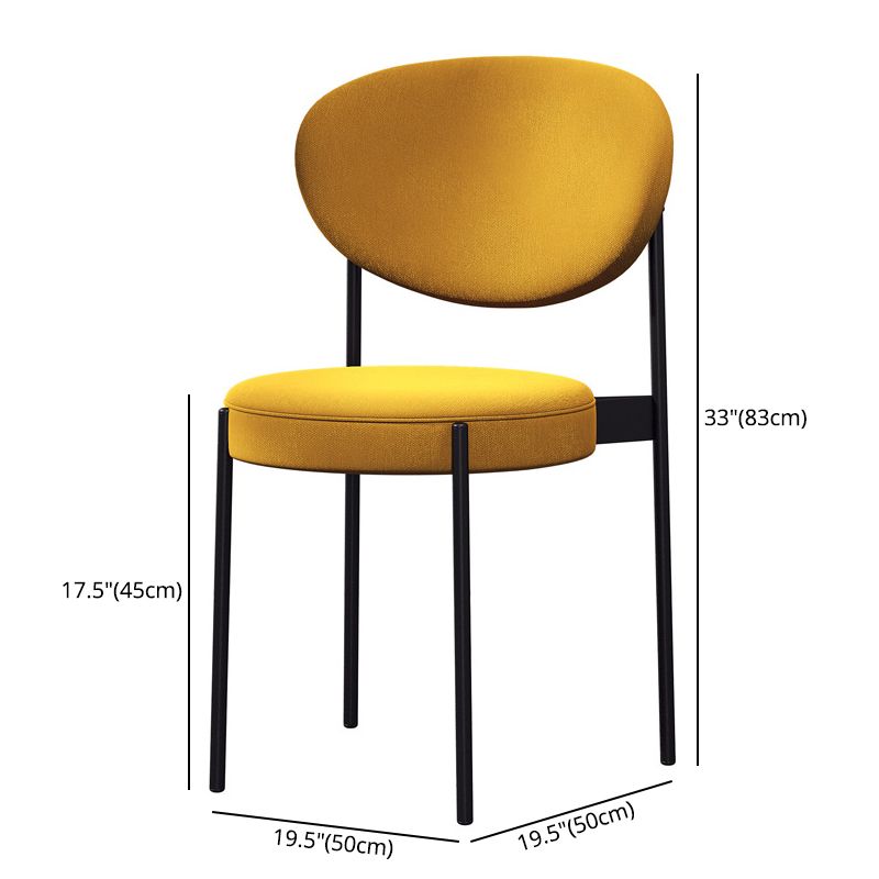 Chaise de salle à manger nordique en cuir de lin, chaise d'appoint à dossier ouvert de 33 pouces de hauteur avec base en métal