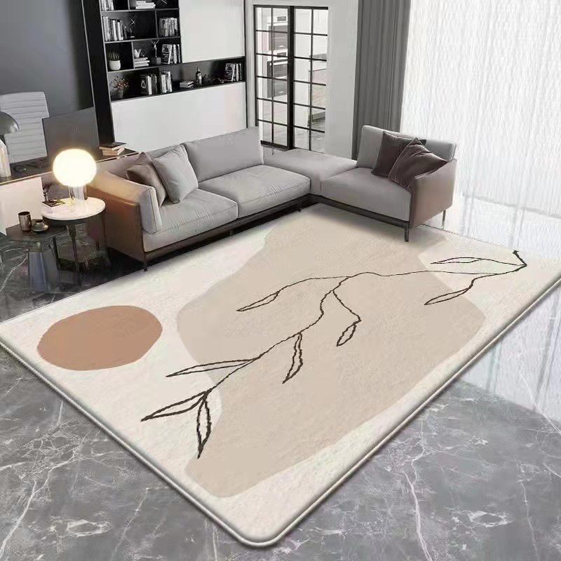 Beige Modern Rug Polyester Arc Indoor Rug Stain Resistant Rug for Living Room