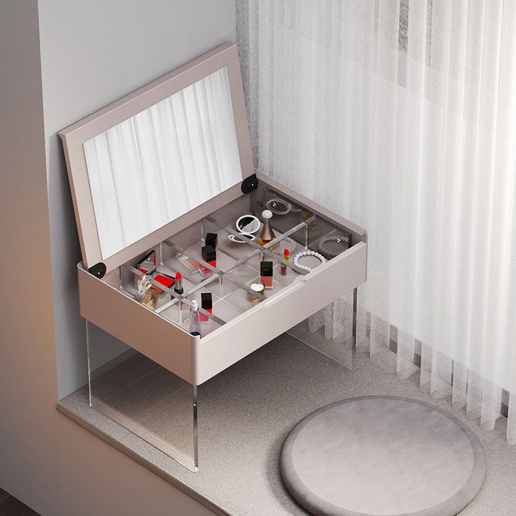 Scandinavian 15.74 " Wide Solid Color Wooden Top Acrylic Base Mirror Make-up Vanity