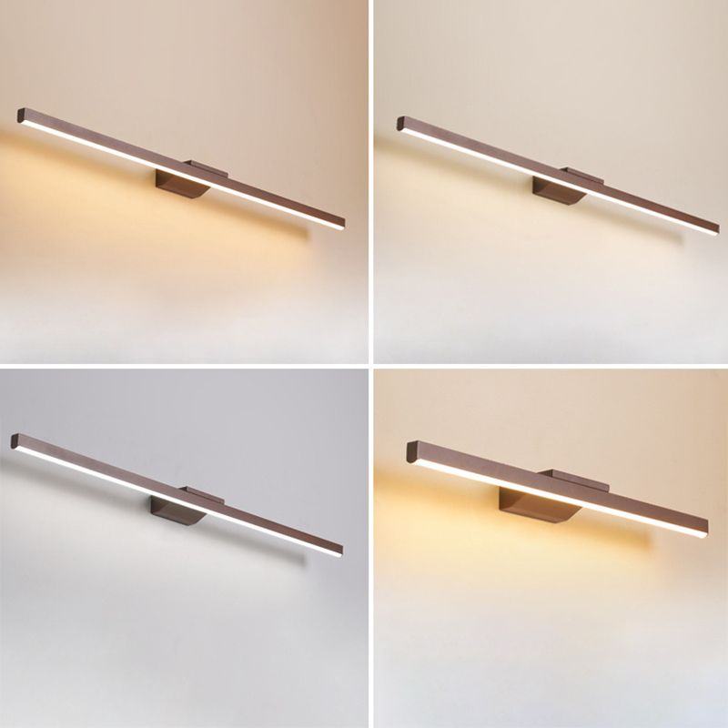 Straight Wall Sconce Lighting Simplicity Acrylic LED Bathroom Sconce Light Fixture in Coffee