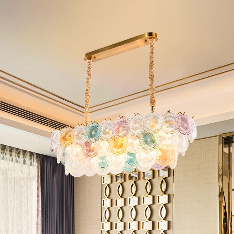 Billard de vitrail à 3 niveaux 14 lumières Modern Island Chandelier pour le restaurant de l'hôtel