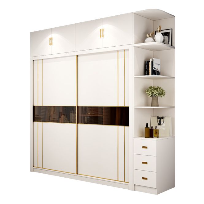 Contemporary Wooden Wardrobe White Wardrobe Closet with Sliding Door