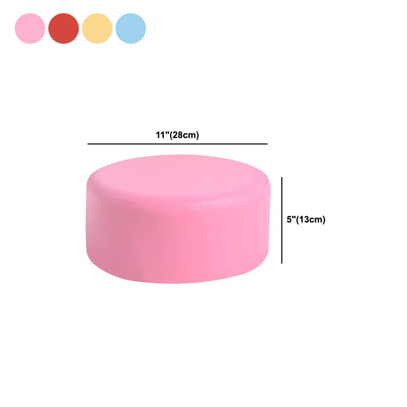 Pink Water Resistant Standard Round Solid Color PVC Modern Pouf