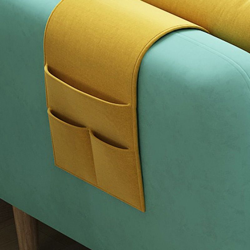 Scandinavian Velvet Removable Cushions Square Arm Sofa Slipcovered Sectional