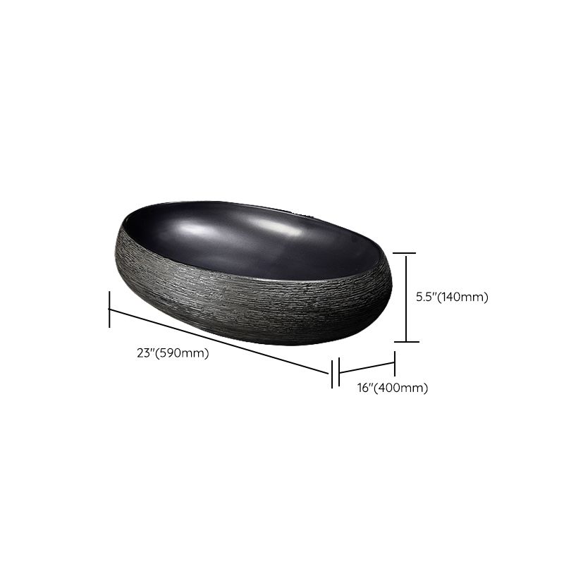 Modern Bathroom Sink Black Oval Ceramic Bathroom Sink with Faucet