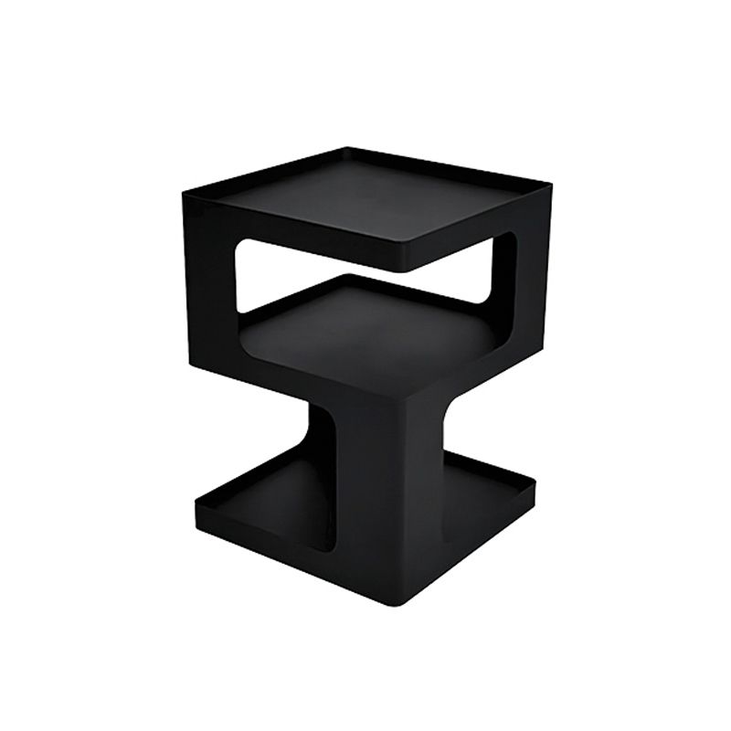 Abstract End Table Sqaure Top Accent Side Table With Shelves