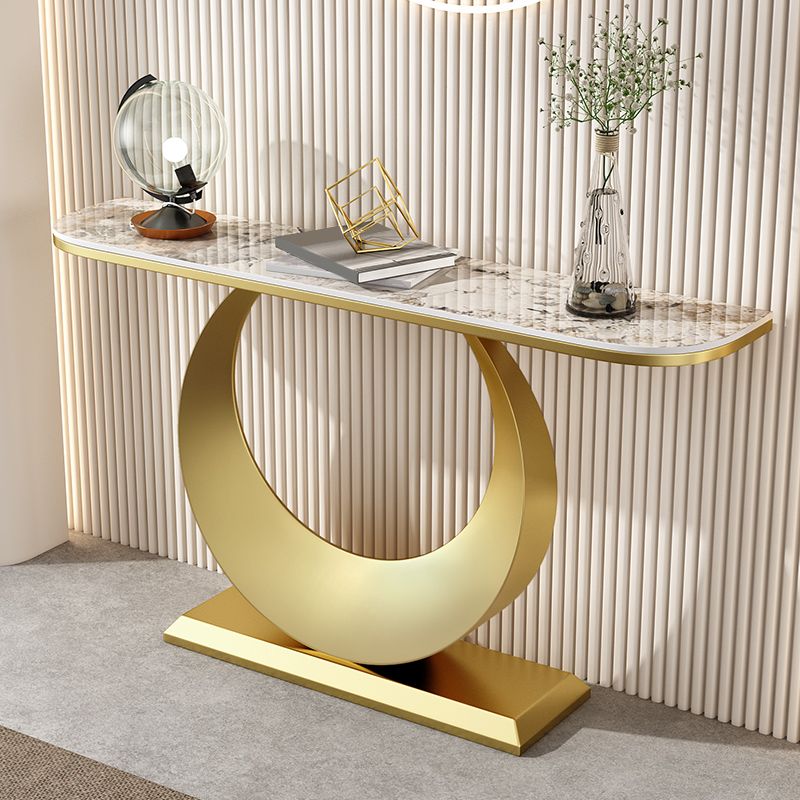 1-shelf 31.5" Tall Console Table Modern Stone Accent Table for Hall