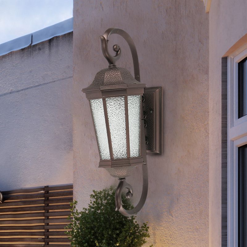 1 Bulb Wall Sconce Light Rustic Aniseed Water Glass Wall Mount Lamp Fixture in Dark Coffee