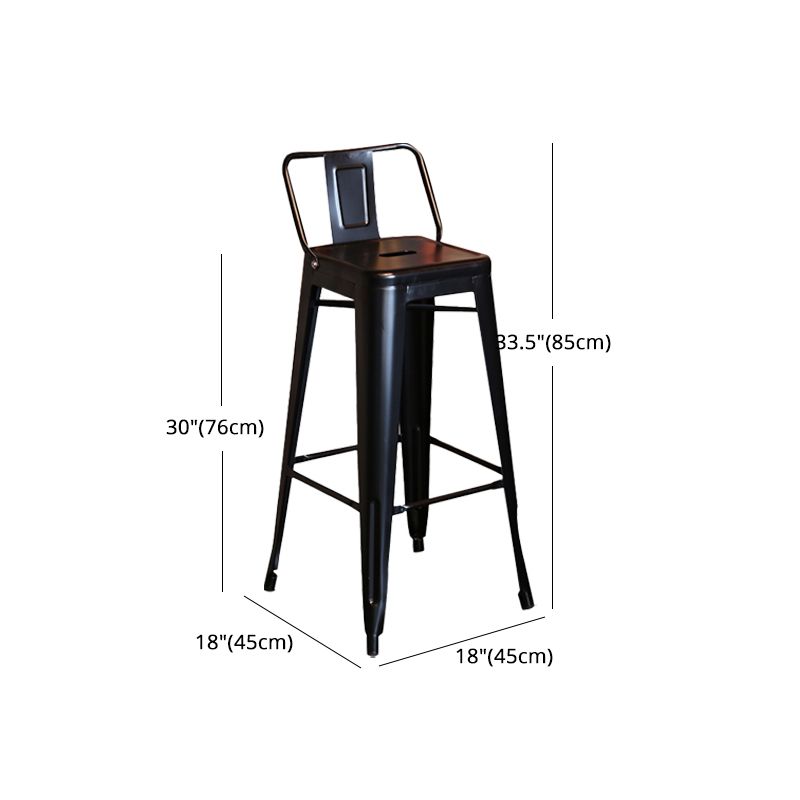 Industrial Black Metal Counter Stools Low Back Bristol Bar Stools with Square Seat