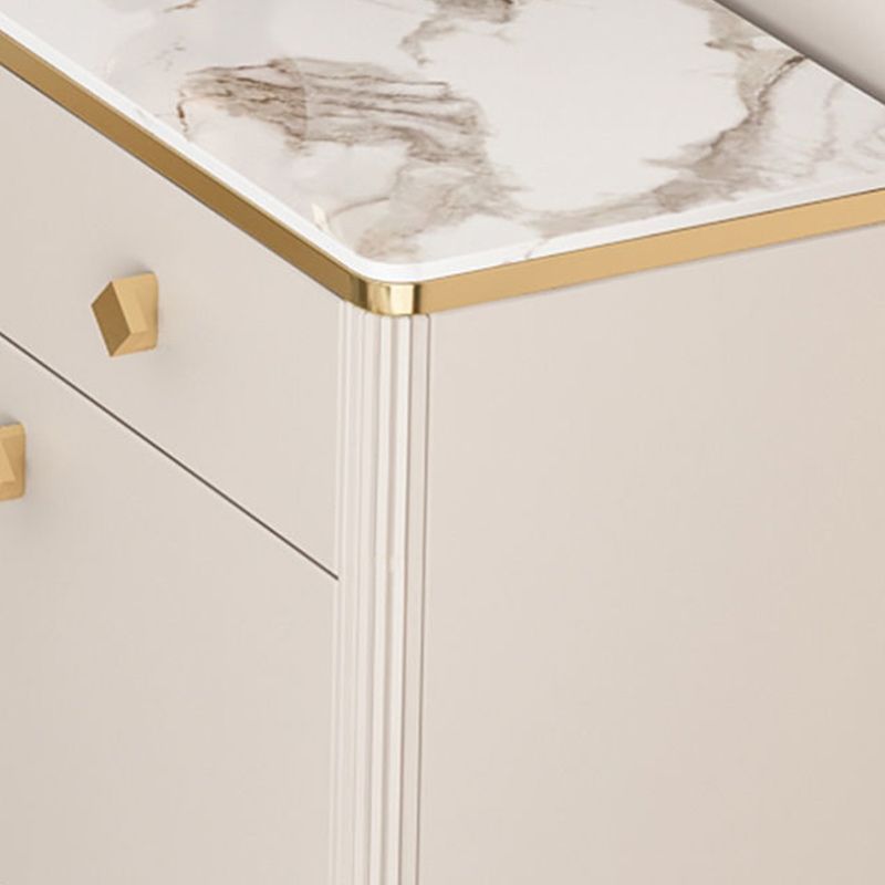 Contemporary Glass Doors Display Stand Wood Hutch Cabinet for Living Room