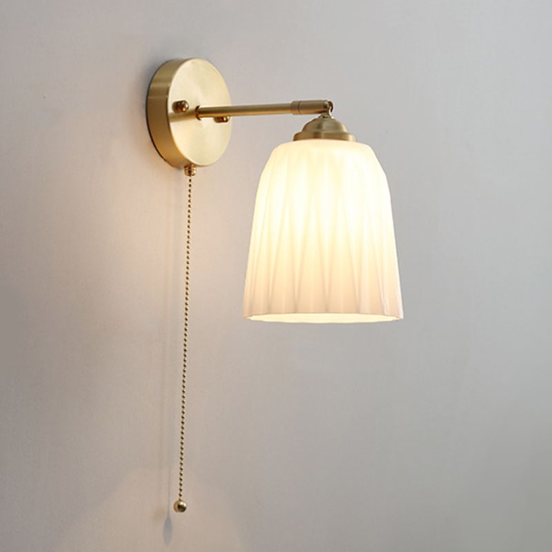 Glass 1-Light Geometric Wall Lighting Modern Style Wall Mounted Light Fixture in White