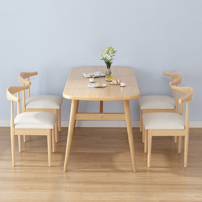 Contemporary Solid Wood Rectangle Shape Dining Furniture 4 Wood Legs Table for Kitchen