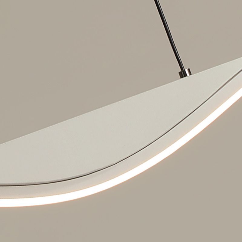 Single White Modernism Kitchen Island Lighting Unique Metallic Ceiling Light