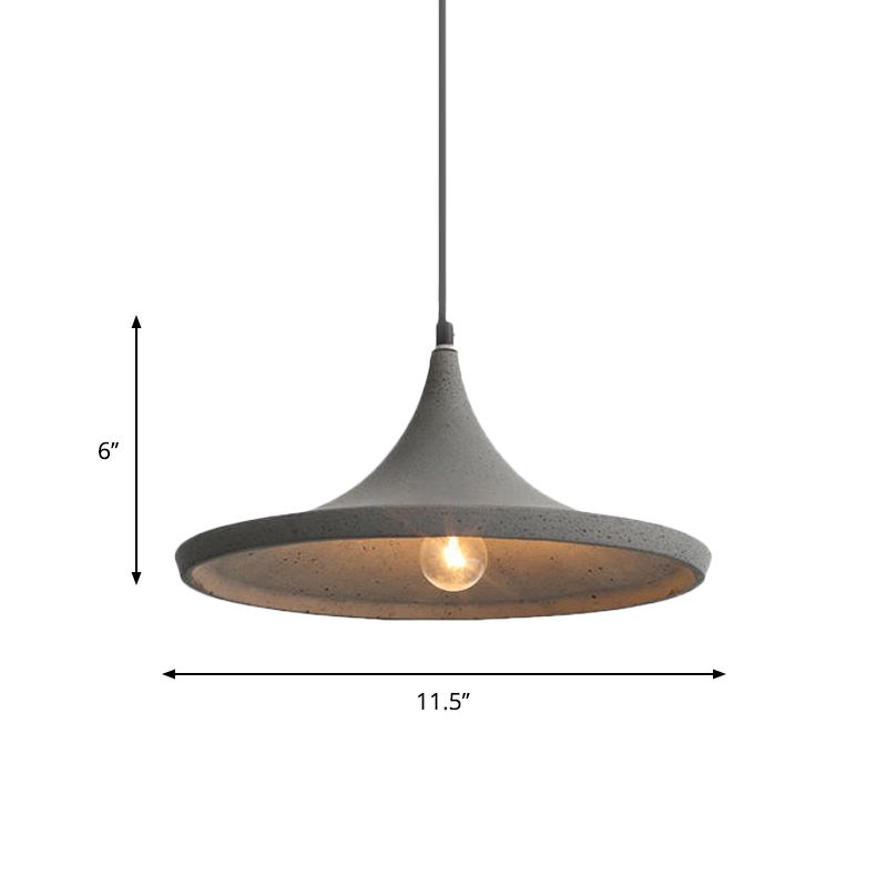 Cone Shade Pendant Lighting in Nordic Style Cement 1 Light Grey Hanging Ceiling Light