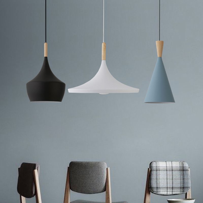 Geometric Metal Pendant Light Fixture Macaron Style 1-Light Hanging Light for Dining Room