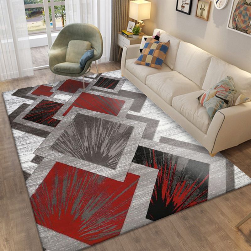 Modern Area Rug Novelty Geometric Pattern Carpet Living Room Polyester Rug with Non-Slip Backing