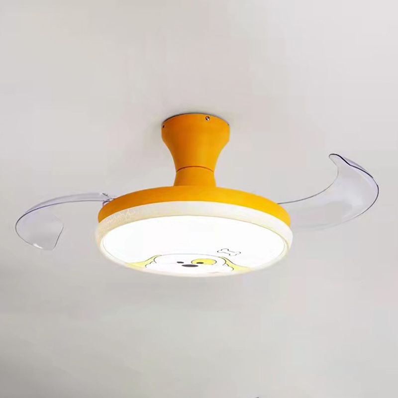 Round Study Room plafondventilator licht metallic macaron -stijl LED Semi Flush Mount Lighting