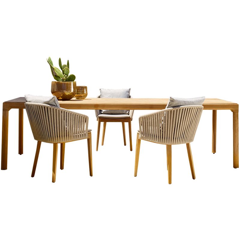 Contemporary Open Back Dining Armchair Solid Wood Outdoors Dining Chairs
