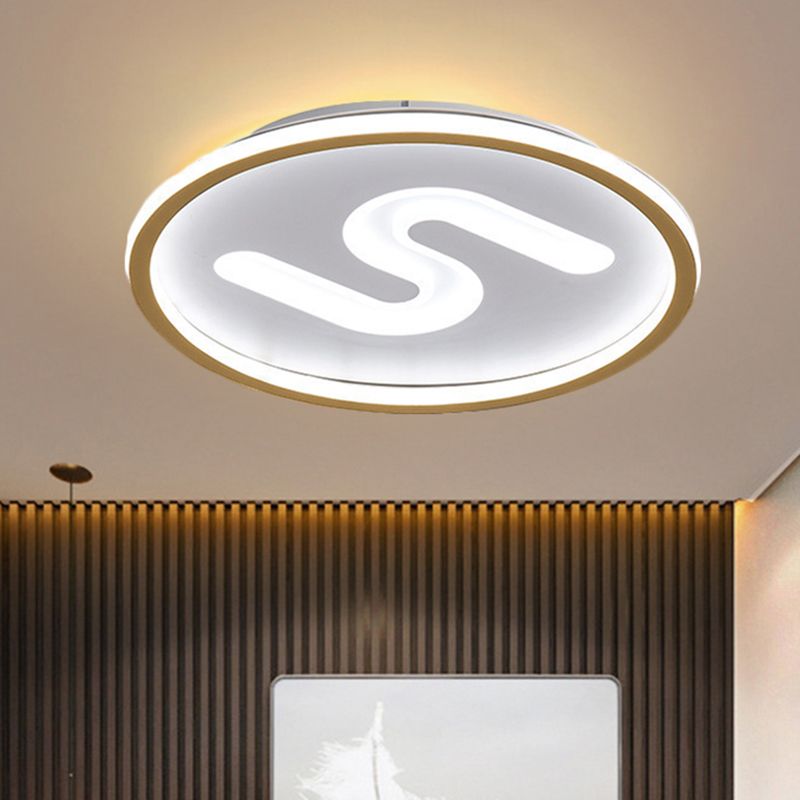 Round Flush Mount Light Modern Clear Glass 9 Lights Black/Gold Flushmount Lighting in Warm/White Light, 16"/19.5" W