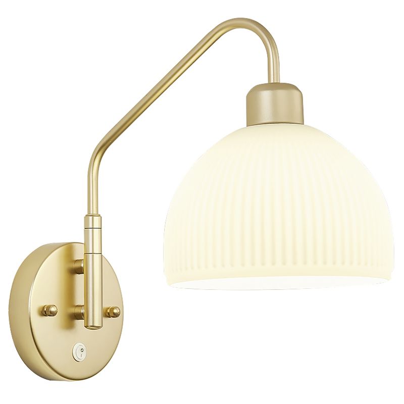 Dome Shape Metal Wall Sconces Modern 1-Light Wall Mount Light Fixture in Gold