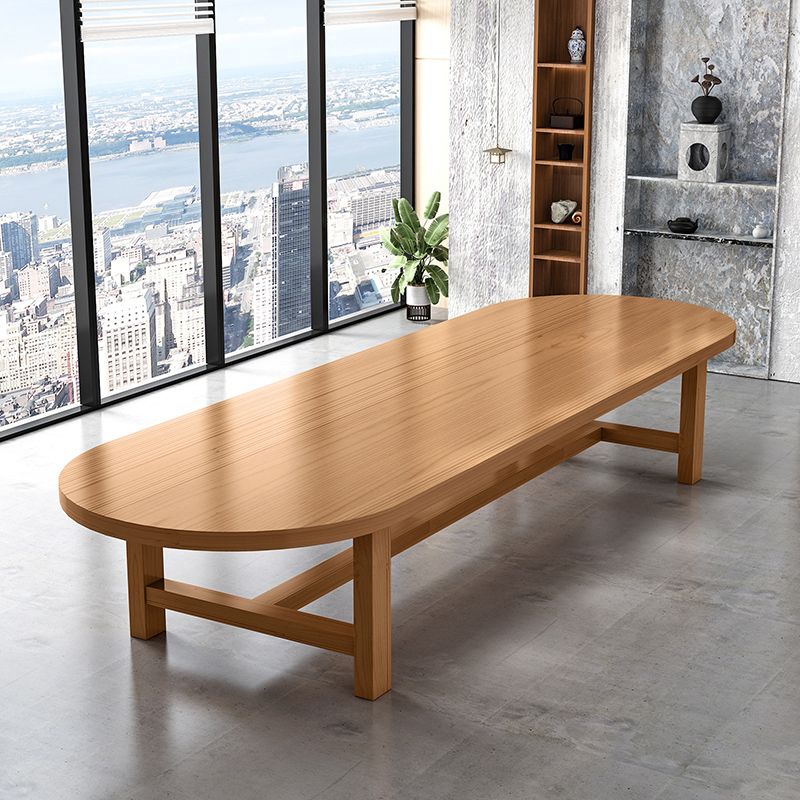 Modern Oval Trestle Dining Table Solid Wood Natural Home Kitchen Dinner Furniture
