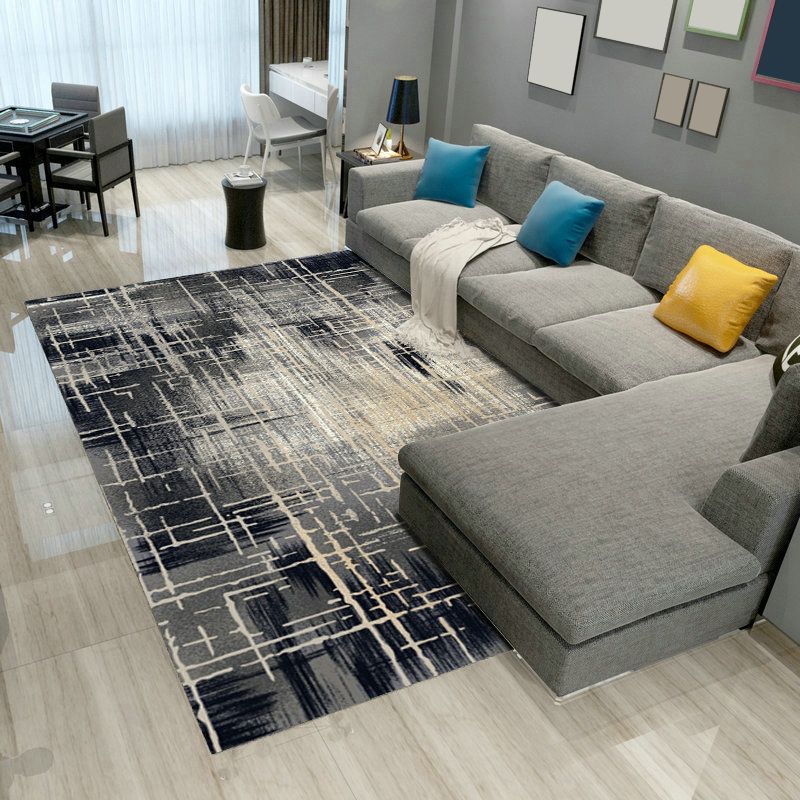 Multi Color Scandinavian Rug Polyster Plant Printed Area Carpet Pet Friendly Easy Care Area Rug for Bedroom