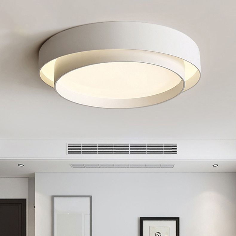 Luminaire de plafond en fer à montage encastré à LED circulaire concis et moderne avec abat-jour en acrylique
