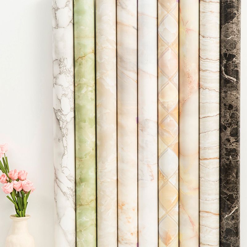 Contemporary Waterproof Single Tile Marble Print Peel and Stick Bathroom Backsplash Tile