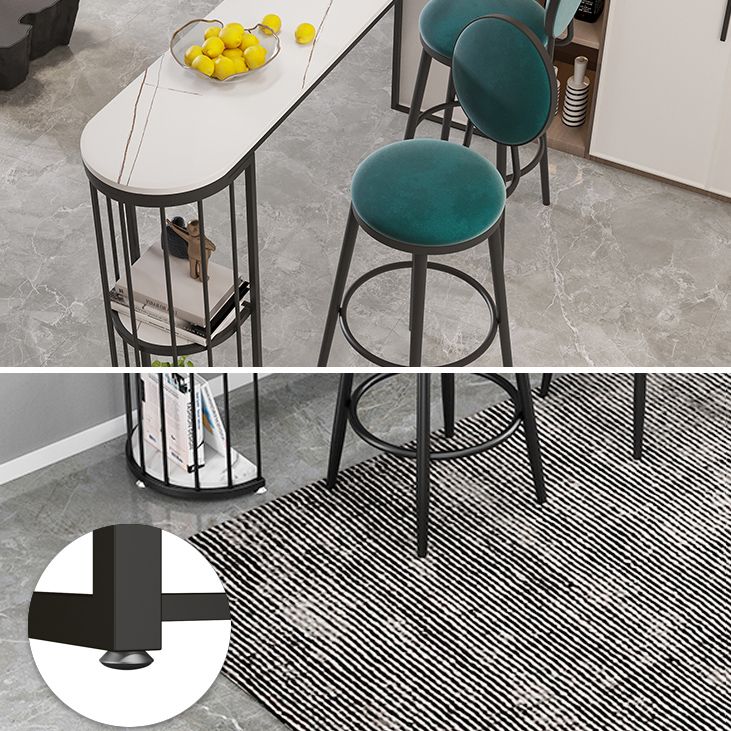 1/3/5 Pieces Industrial Iron Bistro Set White Stone Top Bar Table Set with Shelf