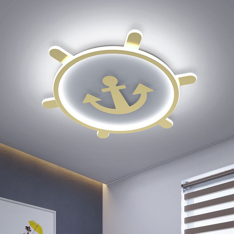 Mediterran Flushmount Light Nordic Modern Minimalistisch Kreativ Warm Golden Ruder Kinder Zimmer Zimmer-Zimmer-Studie Deckenlampen