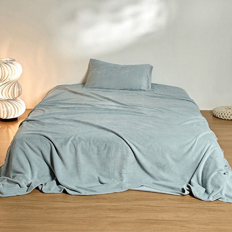 Flannel Bed Sheet Set Winter Solid Fitted Sheet for Bedroom