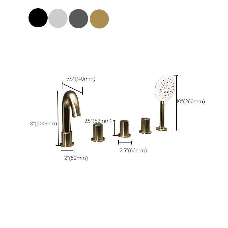 Modern Style Roman Tub Filler Deck-Mount High Arc Copper Roman Tub Filler