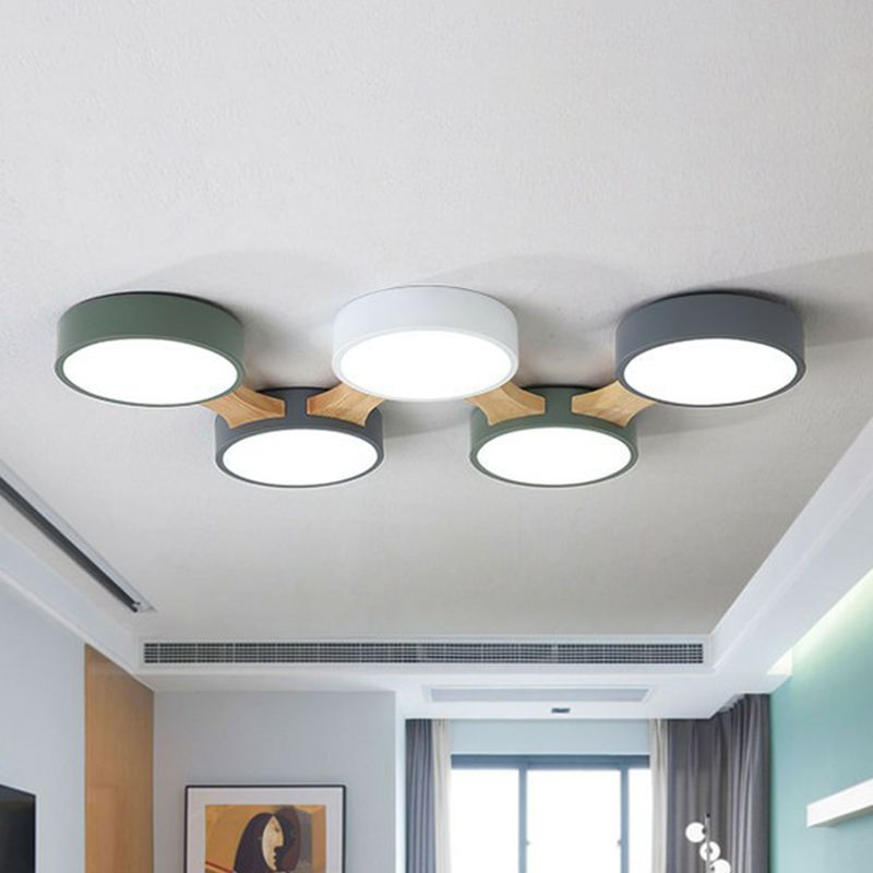 Minimalist Round LED Flush Monte Metallic Living Room Flushmount Massimale Light in grigio - Verde