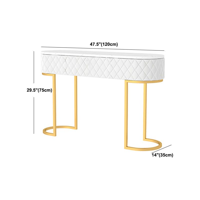 Sled Glam Marble Console Table 14" W Oval Console Accent Table for Hall