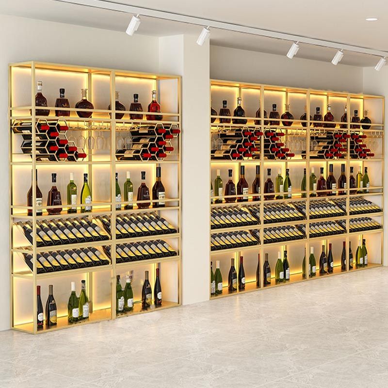 Modern Wine Shelf Freestanding Metal Wine Holder Rack with Shelf