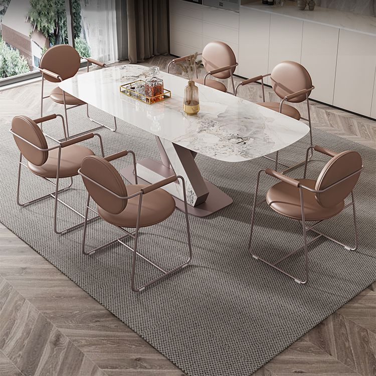 Dining Room Set Modern Sintered Stone Table with Pedestal Base Rectangle Dining Set for Restaurant