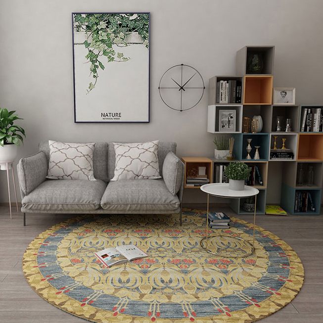 Runde mehrfarbige Nostalgie Teppich -Teppich Polyester Floral Print Indoor Teppich Easy Care Teppich für Wohnkultur