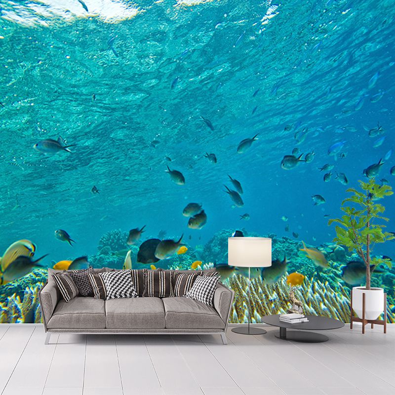 Vivid Seabed Wall Mural Modern Style Mildew Resistant for Bathroom