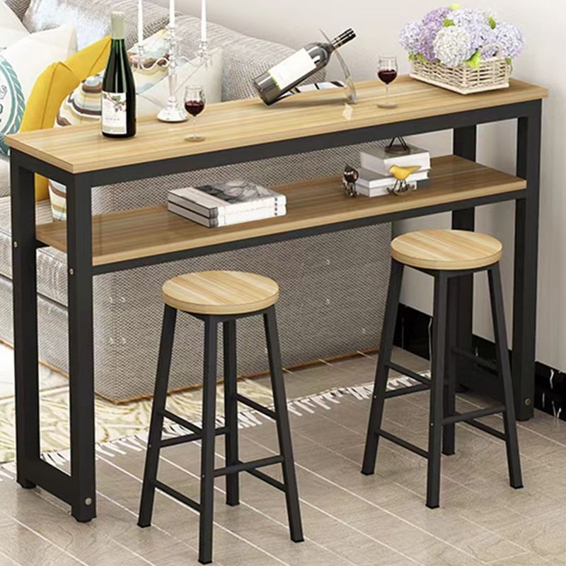 Metal and Wood Rectangular Table Modern Minimalist Home Bar Table