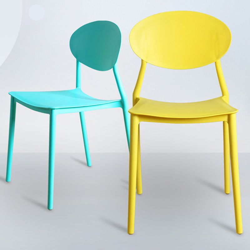 Stackable Open Back Dining Chairs Scandinavian Plastic Armless Side Chair