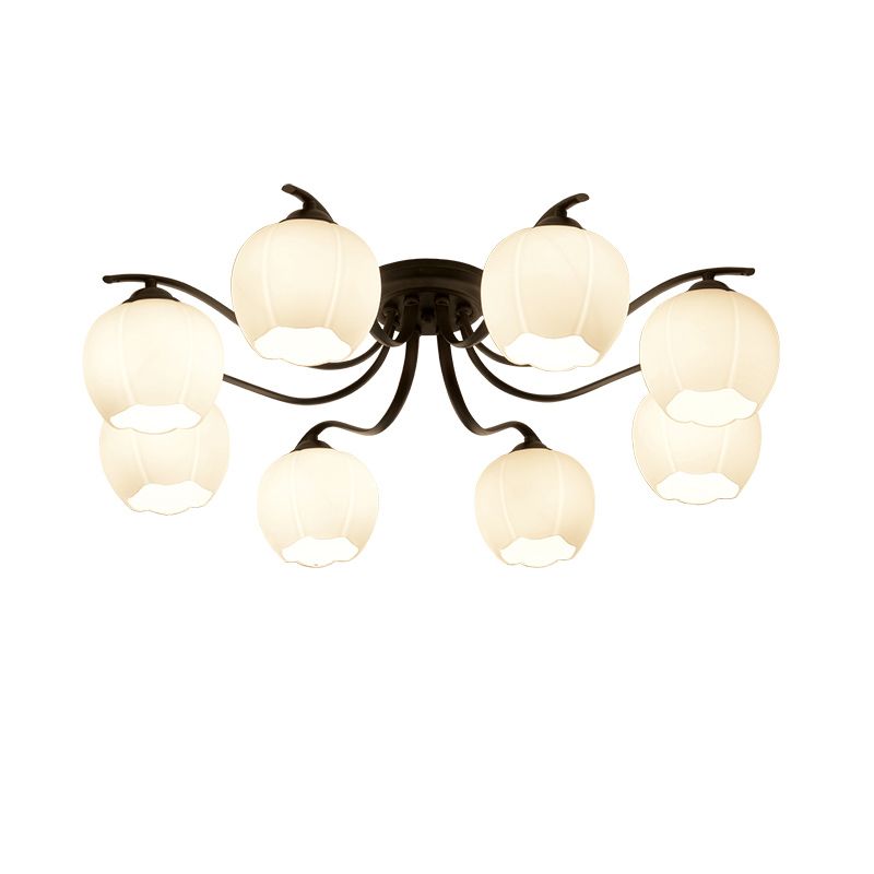 Lampada da soffitto moderna semplice a incasso con paralume di vetro per soggiorno